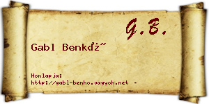 Gabl Benkő névjegykártya